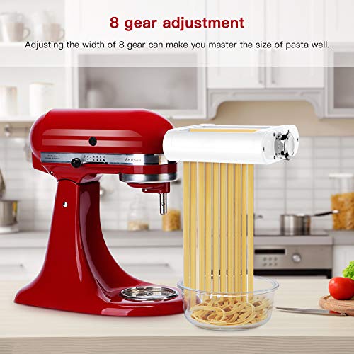 Antree Pasta Maker Attachment 3 in 1 Set for KitchenAid Stand Mixers  Included Pasta Sheet Roller, Spaghetti Cutter, Fettuccine Cutter Maker