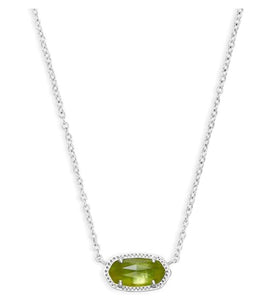 Kendra Scott Elisa Pendant Necklace for Women, Fashion Jewelry, Rhodium-Plated, Peridot Illusion