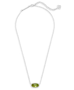 Kendra Scott Elisa Pendant Necklace for Women, Fashion Jewelry, Rhodium-Plated, Peridot Illusion