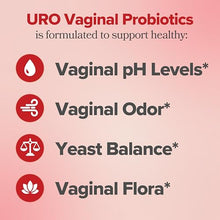 Load image into Gallery viewer, URO Vaginal Probiotics for Women pH Balance with Prebiotics &amp; Lactobacillus Probiotic Blend - Women&#39;s Vaginal Health Supplement - Promote Healthy Vaginal Odor &amp; Vaginal Flora, 60 Count (Pack of 1)
