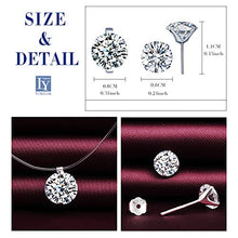 Cargar imagen en el visor de la galería, Yumilok Cubic Zircon Pendant Necklace Earring Sets Women Jewelry Sets Clear Fishing Line Nylon Chain Necklaces Sterling Silver Stud Earrings Teen Friend Mom Wife Birthday Aniversario Gift
