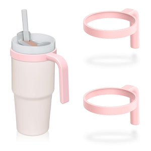 Handle For Stanley 14oz Quencher H2.0 FlowState Tumbler, Stanley Cup Accessories 14 oz, Stanley Tumbler Handle Attachment, Anti Slip, Car Cup Holder Friendly, Improved Grip, Pack of 2 (Pink, 14oz)