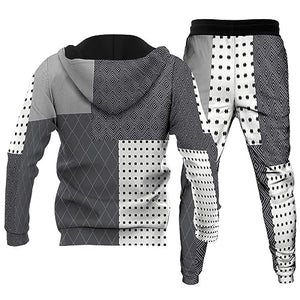 Sweat suits 2 Piece for Men Fall Streetwear Outfits Long Sleeve Color Block Pullover Hoodie Sweatshirt and Trackpants Set