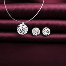 Cargar imagen en el visor de la galería, Yumilok Cubic Zircon Pendant Necklace Earring Sets Women Jewelry Sets Clear Fishing Line Nylon Chain Necklaces Sterling Silver Stud Earrings Teen Friend Mom Wife Birthday Aniversario Gift
