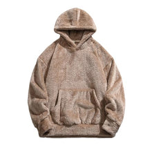 ギャラリービューアに画像を読み込み、Fuzzy Fleece Hoodies for Men Winter Soft Comfy Furry Plush Sweatshirt Baggy Padded Thermal Sherpa Pullover Sweatshirt Khaki
