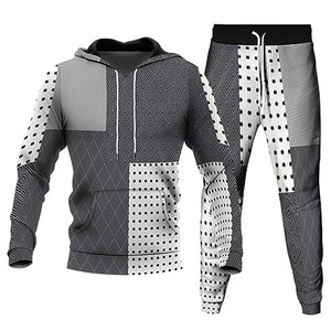 Sweat suits 2 Piece for Men Fall Streetwear Outfits Long Sleeve Color Block Pullover Hoodie Sweatshirt and Trackpants Set