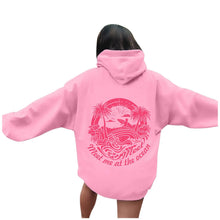 Load image into Gallery viewer, Qxutpo Pink Palm Puff Hoodie Cute Pink Graphic Hoodies for Teen Girls Preppy Sweatshirt Loose Fit Casual Long Sleeve Hooded Pullover Tops with Pockets
