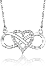 Load image into Gallery viewer, EHENiZ Infinity Heart Necklace for Women Ladies, 925 Silver, 3A+ Cubic Zirconia Necklaces for Women, Love Heart Pendant Gifts,18&quot; Chain with 2&quot; Extender
