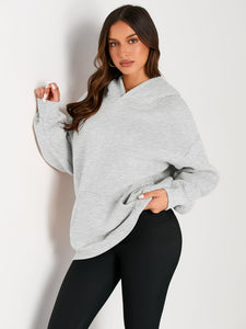 Trendy Queen Womens Oversized Hoodies Fleece Sweatshirts Long Sleeve Sweaters Pullover Fall Outfits Winter Clothes Grey M