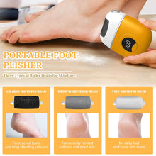 ギャラリービューアに画像を読み込み、Electric Foot Grinder, Digital Electric Callus Remover for Feet, Waterproof Electric Foot File Rechargeable, Electric Foot Callus Remover with 3 Grinding Heads 2 Speeds for Dry Dead Skin (Yellow)
