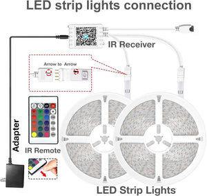 DAYBETTER LED Strip Lights 130ft Lights Strip for Bedroom, Desk, Indoor Room Bedroom Brithday Gifts RGB Decor with Remote and 24V Power Supply