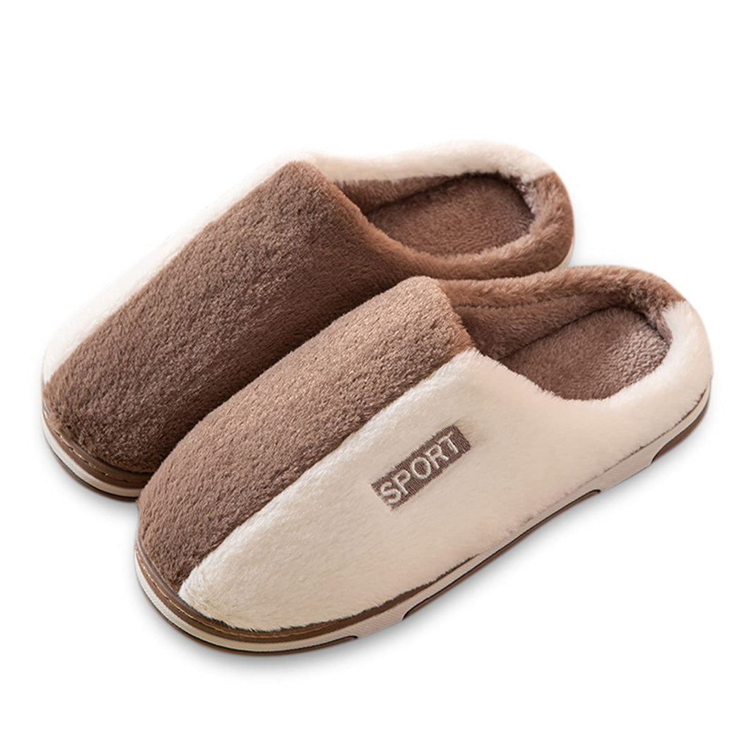 XIMIN Men Womens Warm Shoes Soft Slippers Winter For Womens Flip Flop Plush House Slippers Men's Slipper (Brown-a#qas, 10)