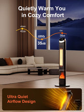 Load image into Gallery viewer, Uthfy Space Heater Indoor, 38&quot; Electric Room Heater with Flame, 24H Timer, Portable Tower Heater with Remote, Thermostat, 3 Modes, Tip-over and Overheat Protection, for Bedroom Office Large Room Use
