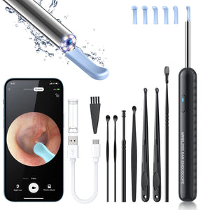 Ear Wax Removal, Ear Cleaner with Camera and Light, FSA HSA Eligible, Ear Wax Removal Tool Camera with 1080P, Ear Cleaning Kit with 6 Spoons, Ear Camera for iOS & Android (Black)