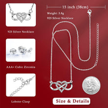 Load image into Gallery viewer, EHENiZ Infinity Heart Necklace for Women Ladies, 925 Silver, 3A+ Cubic Zirconia Necklaces for Women, Love Heart Pendant Gifts,18&quot; Chain with 2&quot; Extender
