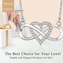 Load image into Gallery viewer, EHENiZ Infinity Heart Necklace for Women Ladies, 925 Silver, 3A+ Cubic Zirconia Necklaces for Women, Love Heart Pendant Gifts,18&quot; Chain with 2&quot; Extender
