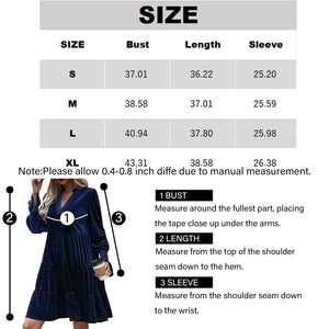 2024 Women’s Elegant Velvet Long Sleeve Dress Casual Fall V Neck A Line Babydoll Flowy Formal Wedding Party Mini Dress Burgundy