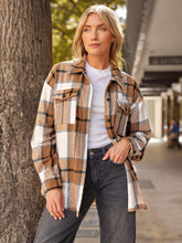 Load image into Gallery viewer, AUTOMET Womens Fall Outfits Fashion Clothes Shackets Flannel Plaid Button Down Long Sleeve Shirts Jackets 2024 Apricot XS
