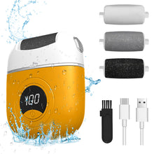 ギャラリービューアに画像を読み込み、Electric Foot Grinder, Digital Electric Callus Remover for Feet, Waterproof Electric Foot File Rechargeable, Electric Foot Callus Remover with 3 Grinding Heads 2 Speeds for Dry Dead Skin (Yellow)
