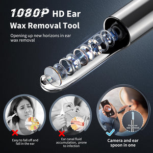 Ear Wax Removal, Ear Cleaner with Camera and Light, FSA HSA Eligible, Ear Wax Removal Tool Camera with 1080P, Ear Cleaning Kit with 6 Spoons, Ear Camera for iOS & Android (Black)