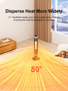 Uthfy Space Heater Indoor, 38" Electric Room Heater with Flame, 24H Timer, Portable Tower Heater with Remote, Thermostat, 3 Modes, Tip-over and Overheat Protection, for Bedroom Office Large Room Use