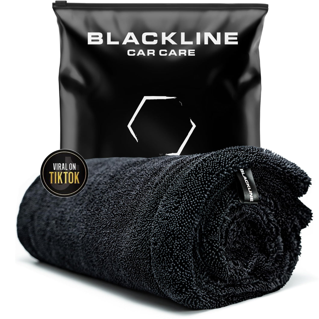 Blackline Drying Towel #1 Rated Car Drying Towel for Car Detailing Streak Free, XL 1300 GSM Premium Ultra Soft Microfiber, Twisted-Loop Microfiber Towels for Cars 24