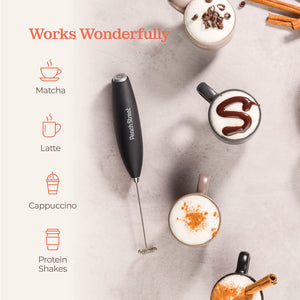 Powerful Handheld Milk Frother, Mini Milk Foamer, Battery Operated (Not included) Stainless Steel Drink Mixer for Coffee, Lattes, Cappuccino, Frappe, Matcha, Hot Chocolate.