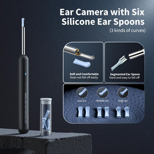 Ear Wax Removal, Ear Cleaner with Camera and Light, FSA HSA Eligible, Ear Wax Removal Tool Camera with 1080P, Ear Cleaning Kit with 6 Spoons, Ear Camera for iOS & Android (Black)