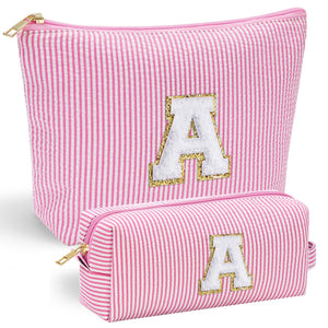 YOOLIFE Christmas Gifts for Girls | Personalized Initial Makeup Bag Pink Cosmetic Bag Travel Toiletry Bag Girlfriend Teacher Gifts 11 12 13 14 15 16 Years Old Girl Gifts Teen Girl Gifts Trendy Stuff A